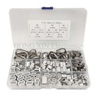 265Pcs 304 Stainless Steel Wire Rope Cable Thimbles Combo and Aluminum Crimping Loop Sleeve Assortment Kit