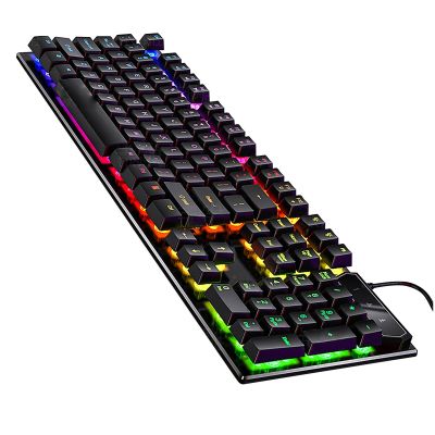 104 Keys Led Backlit Usb Gaming Keyboard Game Mechanical Keyboard Gamer Ergonomic Wire Keyboard Folding Foot Support