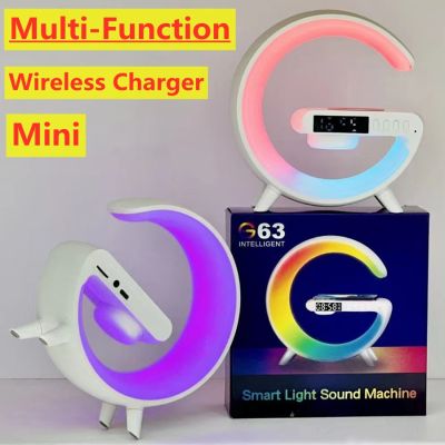 Mini Multifunction Wireless Charger Pad Stand Speaker TF RGB Night Light Fast Charging Station for iPhone 14 13 Samsung Xiaomi