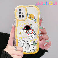 Jjlingji เคส A71กาแลคซีปลอกสำหรับ Samsung A72 4G A72 5G เคสแฟชั่นลายดวงจันทร์อวกาศเนื้อครีมขอบคลื่นกันกระแทกแบบใสนิ่มเคสมือถือโปร่งใสลายกล้องถ่ายรูปที่สร้างสรรค์เคสซิลิกาเจลป้องกัน