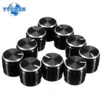 10PCS/Lot Black 6mm Potentiometer Knobs Caps Knurled Shaft Potentiometer Control Knob Diameter 15mmx17mm Aluminum Switch Knob