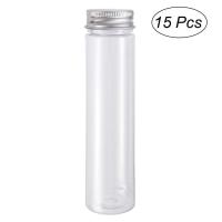 15pcs Flat-bottomed Plastic Clear Test Tubes with Screw Caps Candy Cosmetic Travel Lotion Containers 110ml