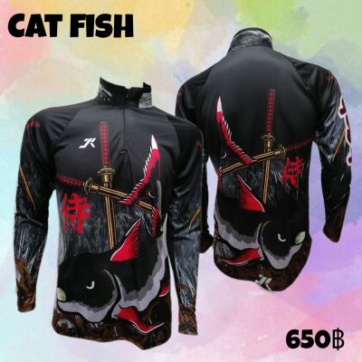เสื้อตกปลา JK THAILAND ลาย CAT FISH สีดำ  ป้องกันรังสี UV 80-90% สีไม่ตก แห้งเร็ว