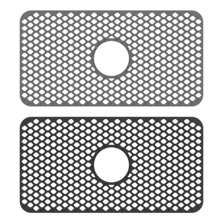 Silicone Sink Mat Kitchen Sink Mat Grid With Central Drain Heat-resistant  Sink Pads 62.5x33cm