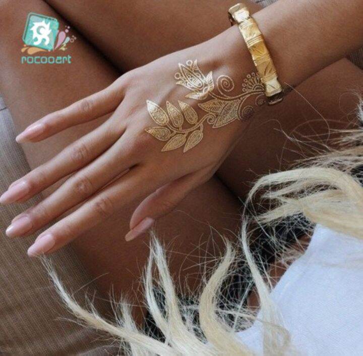 yf-rocooart-flash-metallic-waterproof-temporary-tattoo-gold-silver-tatoo-women-henna-flower-taty-indian-arabic-sticker