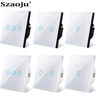 Szaoju EU Touch Switch LED Crystal Glass Panel Wall Lamp Light Switch  AC110-220V Switch 1/2/3 Gang Sensor Switches Interruttore Power Points  Switche