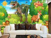 วอล3d 3มิติทำตามขนาดได้ติดผนังห้องนั่งเล่นวอลเปเปอร์ลายไดโนเสาร์สวนสัตว์การ์ตูน3D รูปภาพโซฟารูปภาพผนังพื้นหลังทีวีวอล3d 3มิติ
