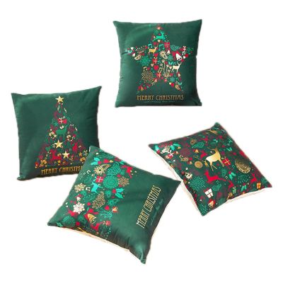 Glowing Merry Christmas Gift Cushion Cover Home Sofa Seat Decorative Pillow Cover Super Sofa Bell Snow Pillow Case,4 PCS