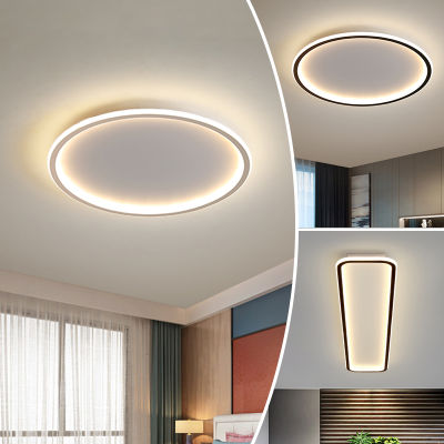 Modern LED ultra-thin ceiling lighting rectangular round bedroom living room black and white Acrylic lamp shade lamp