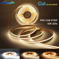 NEW PRO COB LED Strip Light 12V 528 LEDs Arbitrarily Mini Cut CRI90 3000K 4000K 6000K Ribbon LED Tape for Kitchen Cabinet Decor