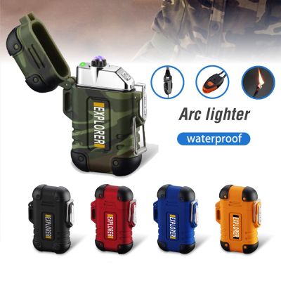 ZZOOI Outdoor Waterproof  Electronic Lighter Portable USB Charging Plasma Dual Arc Igniter Smoking Accessories Camping Tools