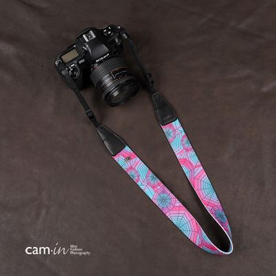 【ขาย】 Cam-In 1002แฟชั่นใหม่สายคล้องกล้องสีผ้าฝ้ายแมงมุมเว็บแบบไหล่คอเข็มขัดหนังวัวสำหรับดิจิตอล SLR
