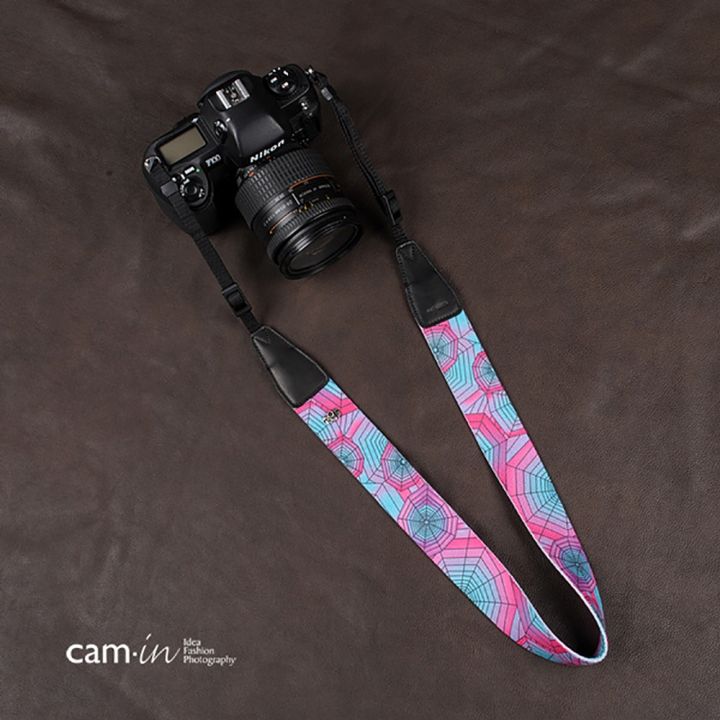 ขาย-cam-in-1002แฟชั่นใหม่สายคล้องกล้องสีผ้าฝ้ายแมงมุมเว็บแบบไหล่คอเข็มขัดหนังวัวสำหรับดิจิตอล-slr