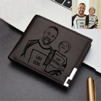 【CC】 Photo Wallet for Men Personalized Engraved Bifold Custom Wallets Fathers Day Dad from Daughter