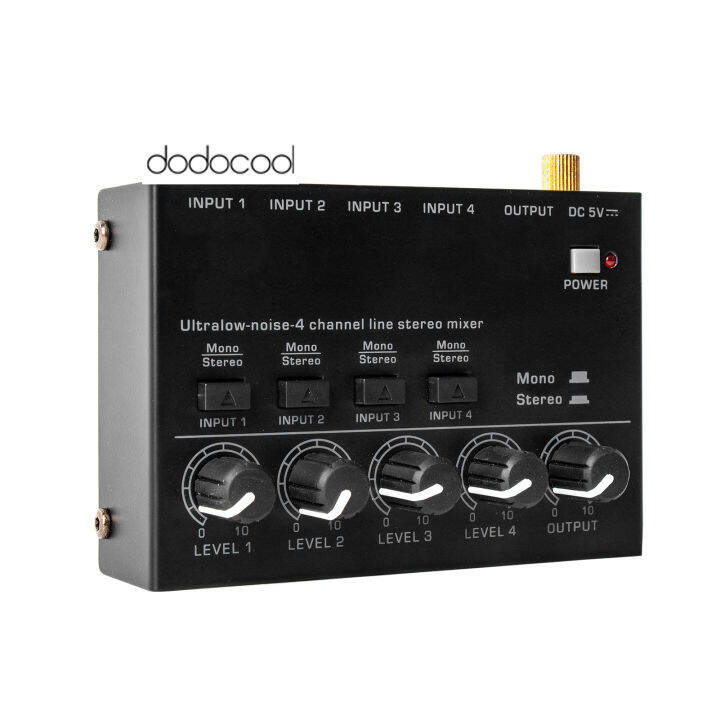dodocool Ultra Low Noise 4 Channel Line Stereo Mixer 4 Input 1 Output
