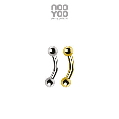 NooYoo จิวสะดือสำหรับผิวแพ้ง่าย Titanium Barbell Banana (สีขาว/สีทอง)