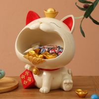 Lucky Cat Big Mouth Statue Candy Box Luck Fortune Cat Storage Tray Ashtray Snack Jar Home Decoration Accessories