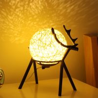 【LZ】■  Luz noturna LED para quarto lâmpada atmosfera romântica lua céu estrelado mesa de veados lâmpada de cabeceira