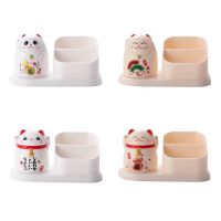 Popular 1Pc Kitchen Accessories China Lucky Cat Nice Gift Dust-proof Plastic Storage Box  Toothpick Case Gadget Home Table Decor