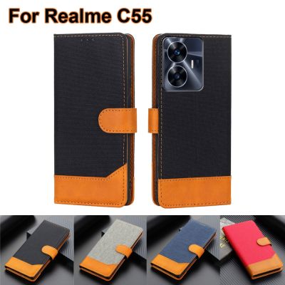 Business Leather Phone Case For OPPO Realme C55 Flip Cover on Etui RealmeC55 C 55 Coque Funda Para Realmi C55 Wallet Cases 6.72