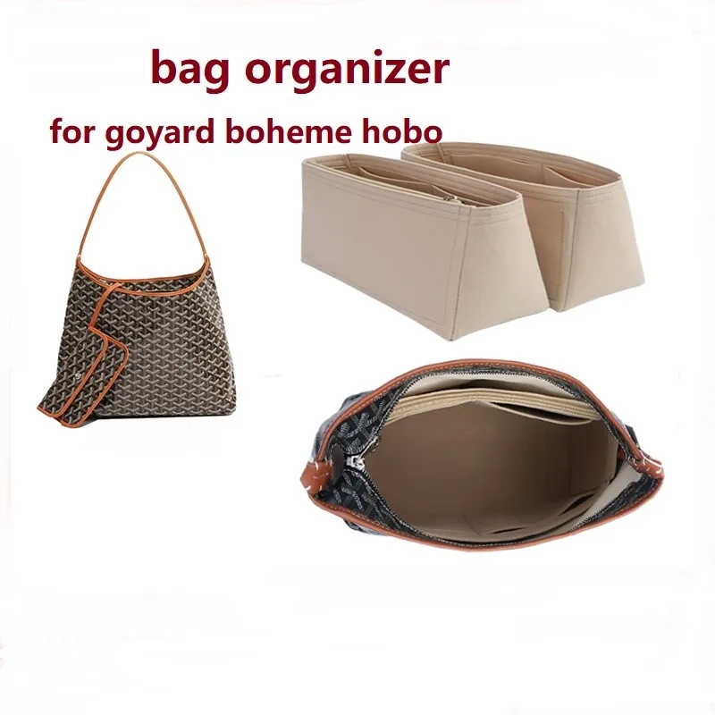 soft and light】bag organiser insert for goyard boheme hobo bag in bag  organizer multi pocket compartment storage inner lining felt bag