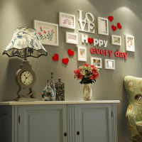 12 PcsSet Romantic Wooden Photo Frame Wall Creative 3D Heart-Shaped Letter Wall Stickers Pictures Mount Photo Frames To The Wal