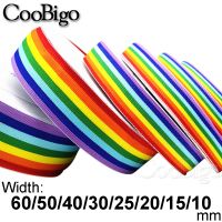 10Yards Rainbow Striped Webbing Ribbon Fabric Trim Tape Bracelet Hairwear Luggage Belts Clothes Sewing DIY Craft Supplies Gift Wrapping  Bags