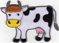 iron on patch Embroidery  cute cow farm milk 7.5x6 cm วัวน่ารัก ตัวรีดติดเสื้อ เย็บติดผ้าประเทศไทย โลโก้ปัก มีกาวสำหรับรีด ตกแต่งเสื้