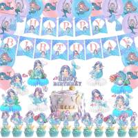 The Mermaid theme kids birthday party decorations banner cake topper balloons honeycomb set supplies