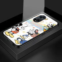 Case4you สำหรับ OPPO A1 5G F23 5G A98 5G การ์ตูนแฟชั่นสำหรับเด็กผู้หญิงมิกกี้เมาส์เพื่อนกราฟฟิตีมันวาวเคสกระจกเทมเปอร์เคสโทรศัพท์ด้านหลัง