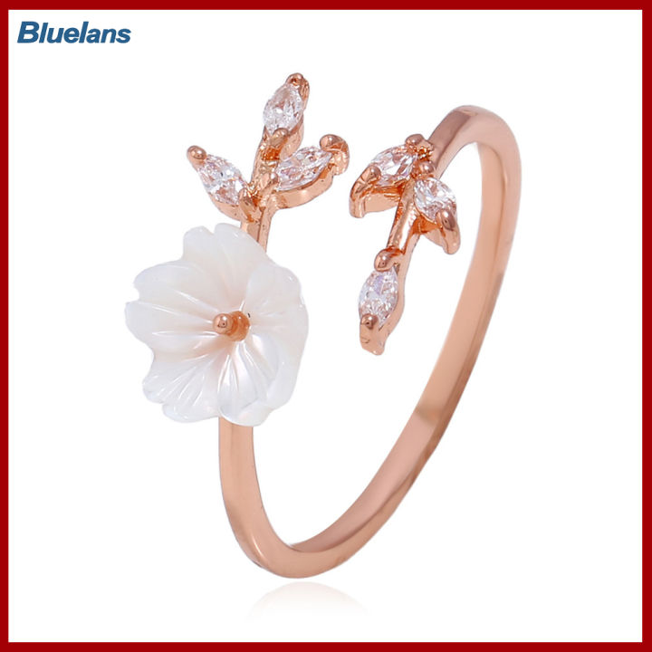bluelans-แฟชั่นแหวนแบบเปิดเพทายดอกไม้เครื่องประดับสำหรับผู้หญิงที่ปรับได้ของขวัญสำหรับงานเลี้ยง