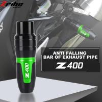 สำหรับคาวาซากินินจา400 NINJA400 Z400 Z125 Z300อลูมิเนียม CNC รถจักรยานยนต์แผ่นรองไอเสียแผ่นเลื่อนไอเสียที่เครื่องป้องกันการกระแทกโลโก้