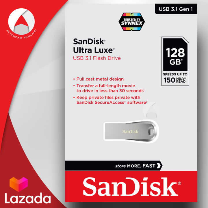 sandisk-flash-drive-ultra-luxe-usb-3-1-128gb-sdcz74-128g-g46-แฟลชไดร์ฟ-เมมโมรี่-การ์ด-แซนดิส-โดย-ซินเน็ค-อุปกรณ์จัดเก็บข้อมูล-คอมพิวเตอร์-โน็ตบุ๊ค-computer-pc-notebook-mac-รับประกัน-synnex-5-ปี