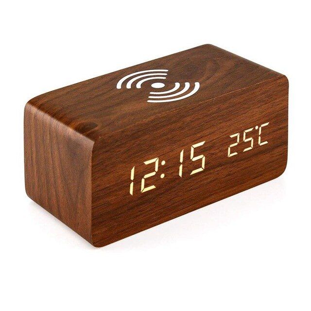 cod-free-cas-gefengjuan-เตือนนาฬิกาใหม่สำหรับแท่นชาร์จแบตเตอรี่แบบไร้สายฉีพร้อมฟังก์ชั่นการควบคุมเสียงนาฬิกาดิจิตอลไม้-samsung-iphone