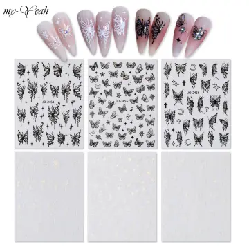 1 Sheet Laser Star Nail Sticker Gold White Silver Black Mansing Star Shape  Nail Decals Bling