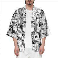 Yfashion Unisex Ahegao หน้าสไตล์ญี่ปุ่น Robe ครีมกันแดดขนาดใหญ่เสื้อ