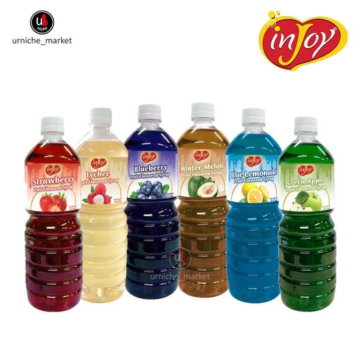 inJoy Fruit Syrups 1L Blue Lemonade Blueberry Four Season Green Apple