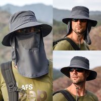 COD tjjs079 man caps outdoor sports caps covered face uv sun hat防晒帽子男士钓鱼帽渔夫帽户外登山太阳帽遮脸防紫外线遮阳帽