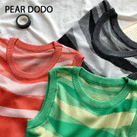 PEAR DODO เสื้อถักสั้นเกาหลีสำหรับผู้หญิง