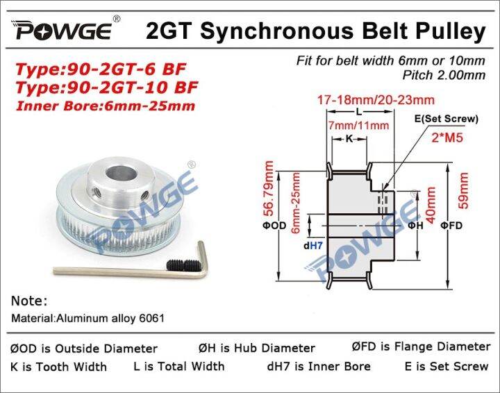 powge-90ฟัน2gt-จังหวะรอก6-6-35-8-10-12-14-15-16-17-19-20-22-25mm-สำหรับ-gt2ซิงโครนัสเข็มขัดกว้าง6-10mm-90ฟัน90-t