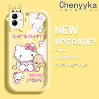 Chenyyka เคส F04 M04 A04E A04ปลอกสำหรับ Samsung รูปการ์ตูนน่ารักลายแมว Hello Kitten ใหม่อัพเกรดซิลิโคนสีซอฟท์กันกระแทกแบบใสเคสมือถือเคสโปร่งใสลายกล้องถ่ายรูปที่สร้างสรรค์ฝาครอบป้องกัน