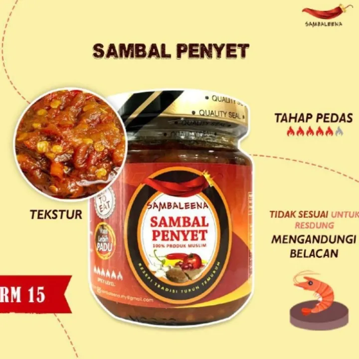 Sambaleena Sambal Penyet Sambal Ayam Penyet Sambal Penyek 150g