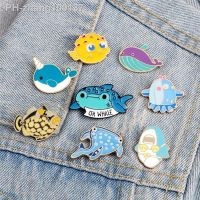 Marine Life Animals Brooch Fish Dolphin Shark Pufferfish Enamel Pin Cartoon Lovely Cute Badge Jewelry Gifts For Friends Children