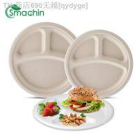 【CW】❍卐  Smachin 50pcs 9/10 Inch Tableware Disposable Plates 3 Compartment Tray Compostable Degradable Dinnerware for