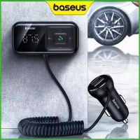 Baseus ตัวรับส่งสัญญาณ FM บลูทูธ5.0วิทยุ FM 3.1A ที่ชาร์จแบตในรถ USB แฮนด์ฟรีชุดหูฟังไร้สายเครื่องส่งสัญญาณ FM