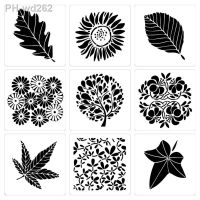 9x Retro Flower Leaves Painting Stencils Template Flexible for Gift Card Making W3JD