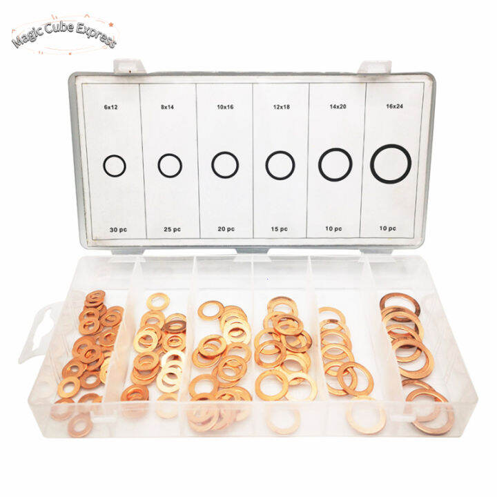 Fast Delivery 110pcs Copper Sealing Ring Washer Combination Kit Oil Seal Gasket Oring Washer