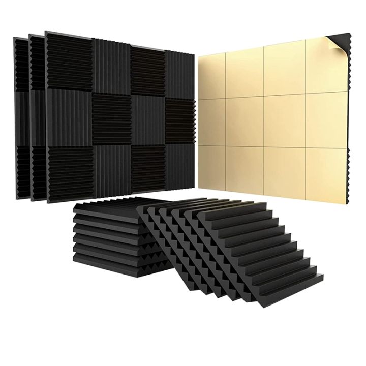 24 Pack Acoustic Panels with Self-Adhesive,1 x 12 x 12 Inch Sound Proof Foam  Panels,for Home Studio 