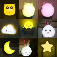 LED Night Lights Sensor 110V US Control Star Bedside Wall Lamp Mini Cartoons Sleeping Light Nursery Baby Kids Childrens Bedroom