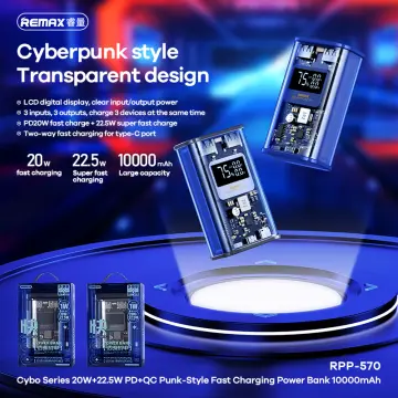 Buy 10000mah Slim Transparent PD Power Bank 22.5W QC Dual USB Type